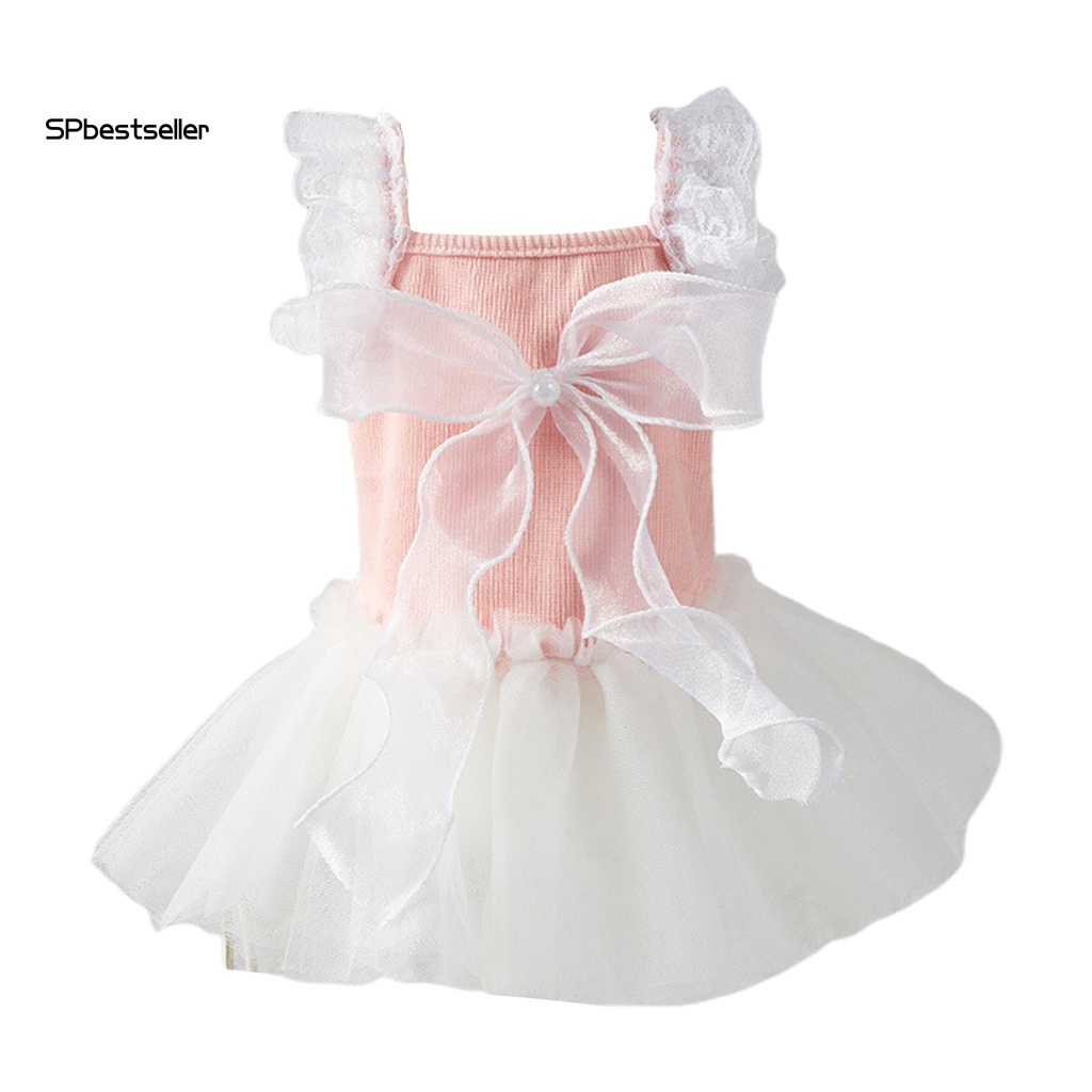 Spbestsellwr Đầm Công Chúa Phối Ren Lưới Xếp Ly Viền Sọc Rỗng Đính Nơ Làm Đạo Cụ Chụp Ảnh Cưới Cho Thú Cưng Chó Mèo Nhỏ