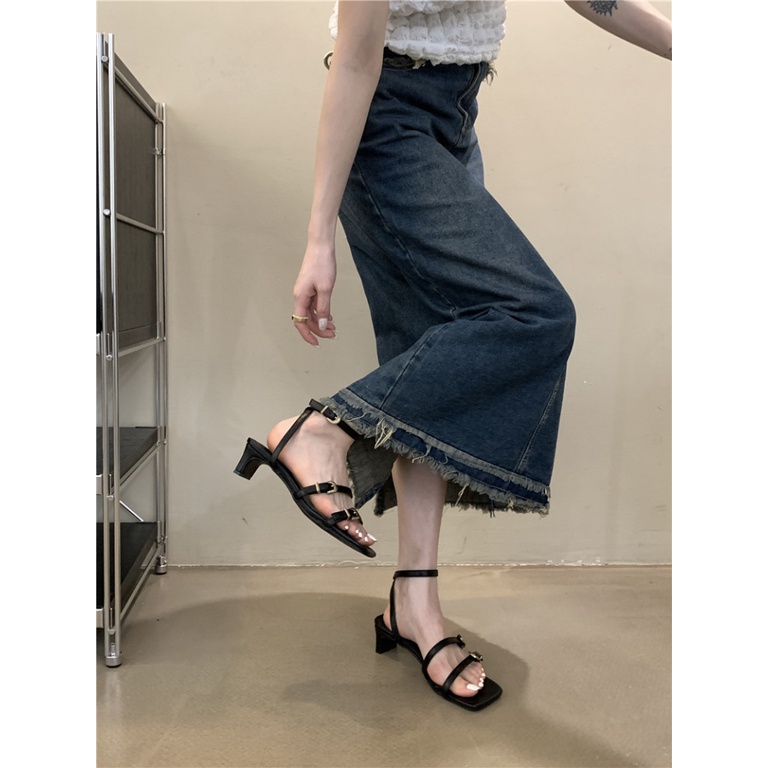 Giày Sandal Cao Gót Mùa Hè 2023 Hợp Thời Trang Phong Cách Hàn Quốc Cho Nữ