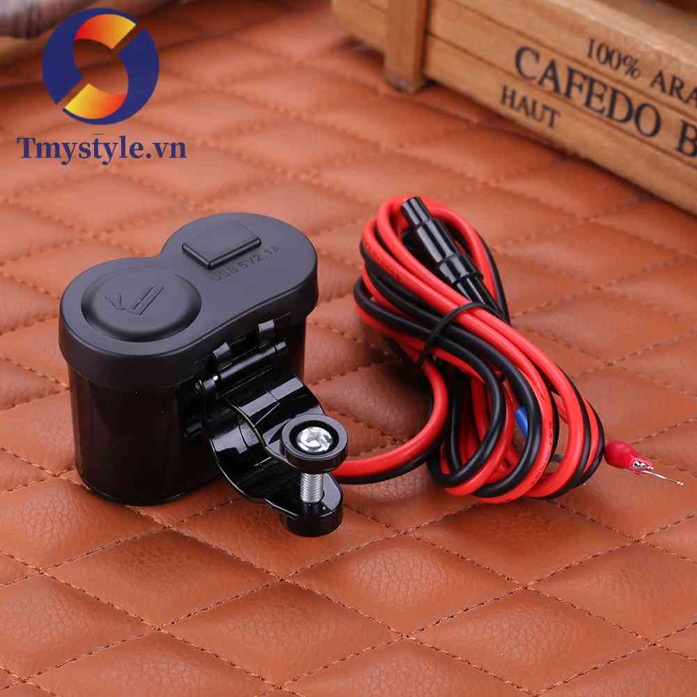 Kẹp Đèn USB 12-24V Chống Thấm Nước Gắn Tay Lái Xe Máy