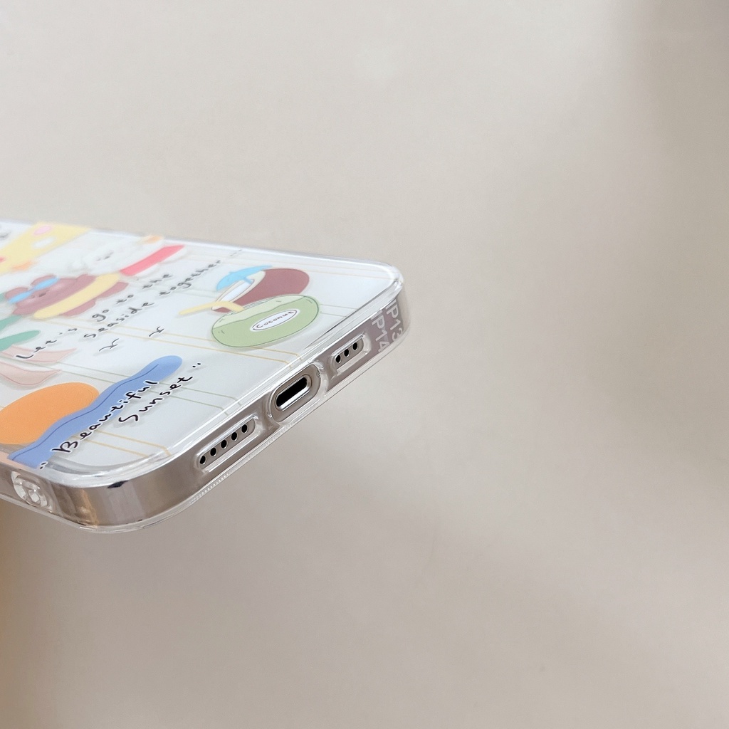 Ốp Điện Thoại Chống Sốc Hai Mặt Họa Tiết Cây Dừa Hoạt Hình Gắn Dây Đeo Cho IPhone 14 13 12 11 Pro Max