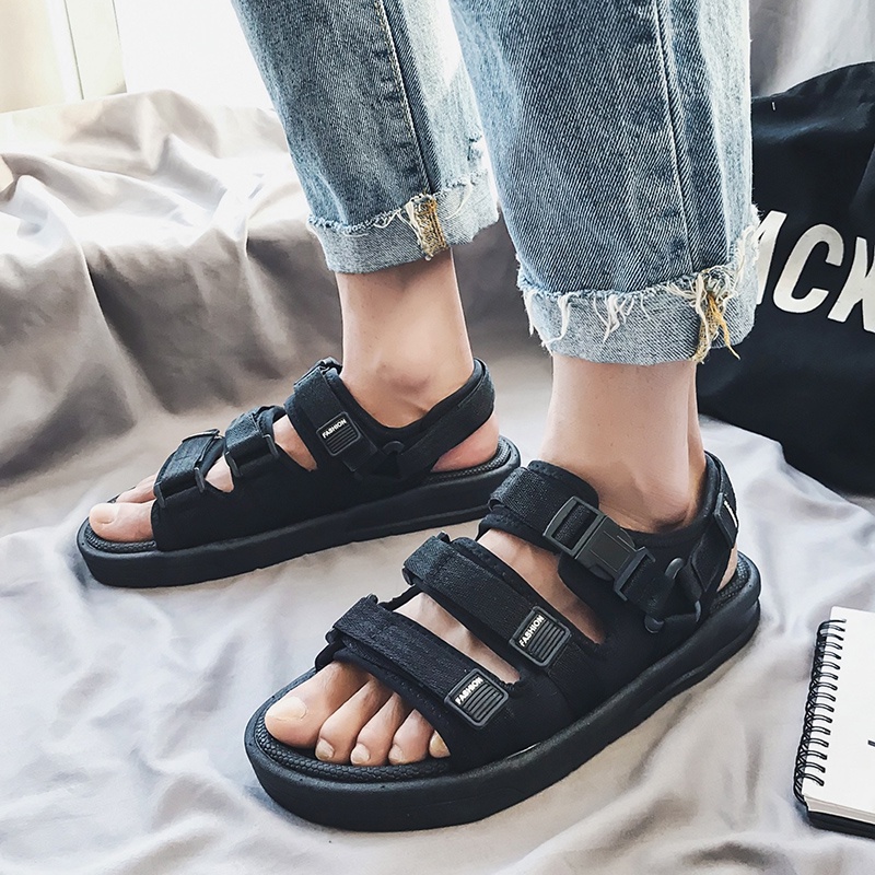 Giày Sandal Khóa Dán Chống Trượt Cỡ Lớn Thời Trang Đi Biển Dành Cho Nam