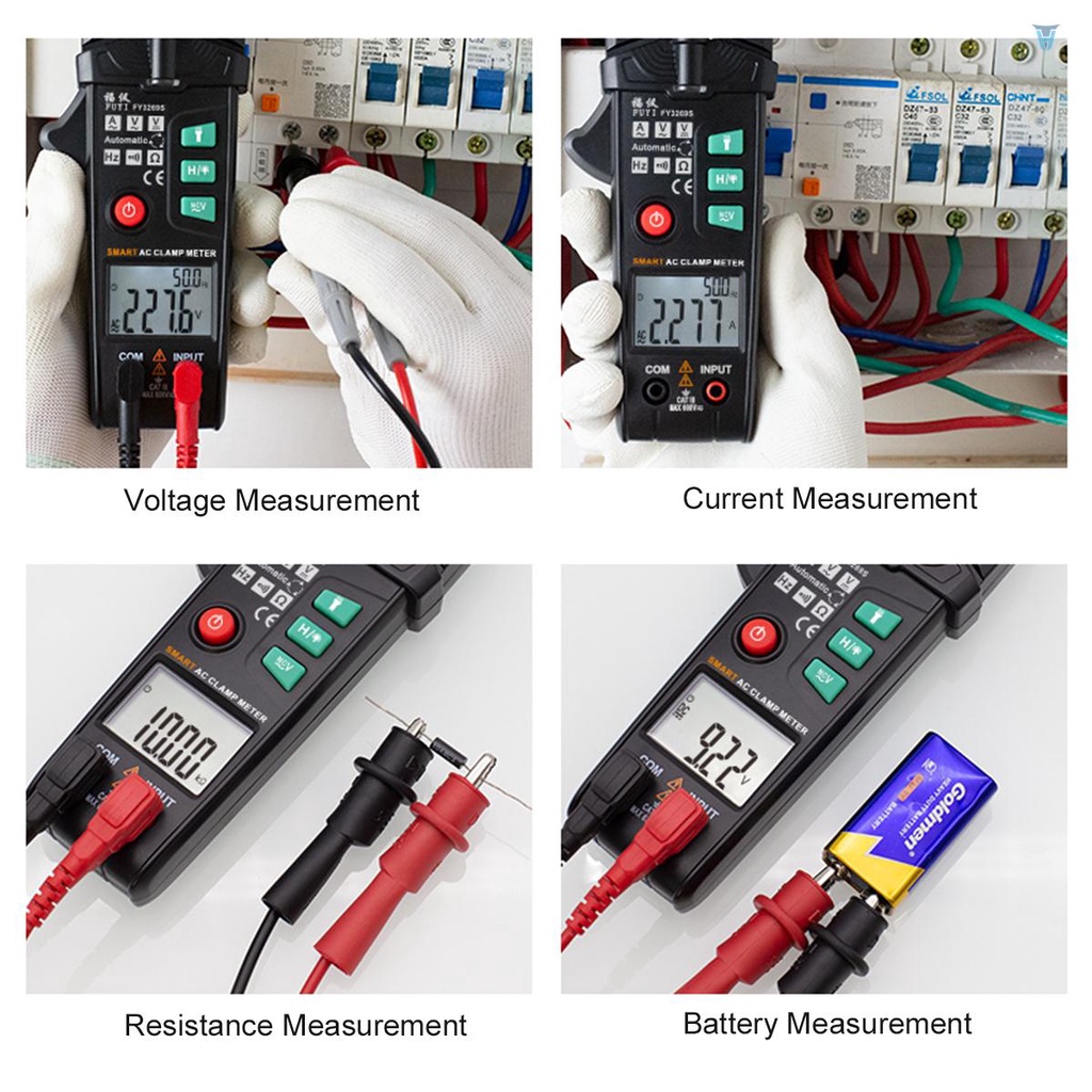 Kẹp Vạn Năng Kế Kỹ Thuật Số 6000 Đơn Vị Trí Màn Hình Hiển Thị RMS AC Màu Đen FY326