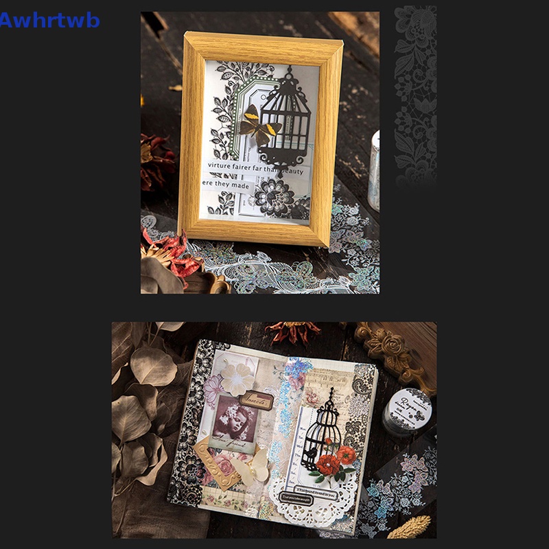 Awhrtwb Cuộn Băng Dính Ren Hoa Cổ Điển 2m Rayon Dream Aesthetic Chống Thấm Nước Làm Sổ Nhật Ký Trang Trí Sổ Lưu Niệm Mới