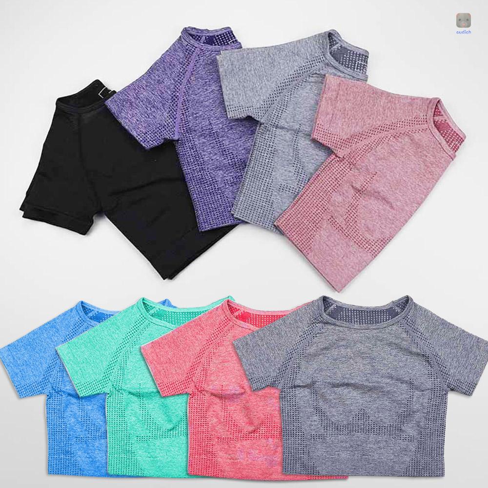 Áo Thun Thể Thao Tay Ngắn Cổ Tròn Thoáng Khí Nhanh Khô Thời Trang Cho Nữ