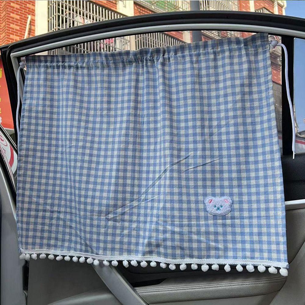 DARNELL Rèm Che Nắng Xe Hơi Bằng Cotton Họa Tiết Gấu Dễ Thương Tiện Dụng