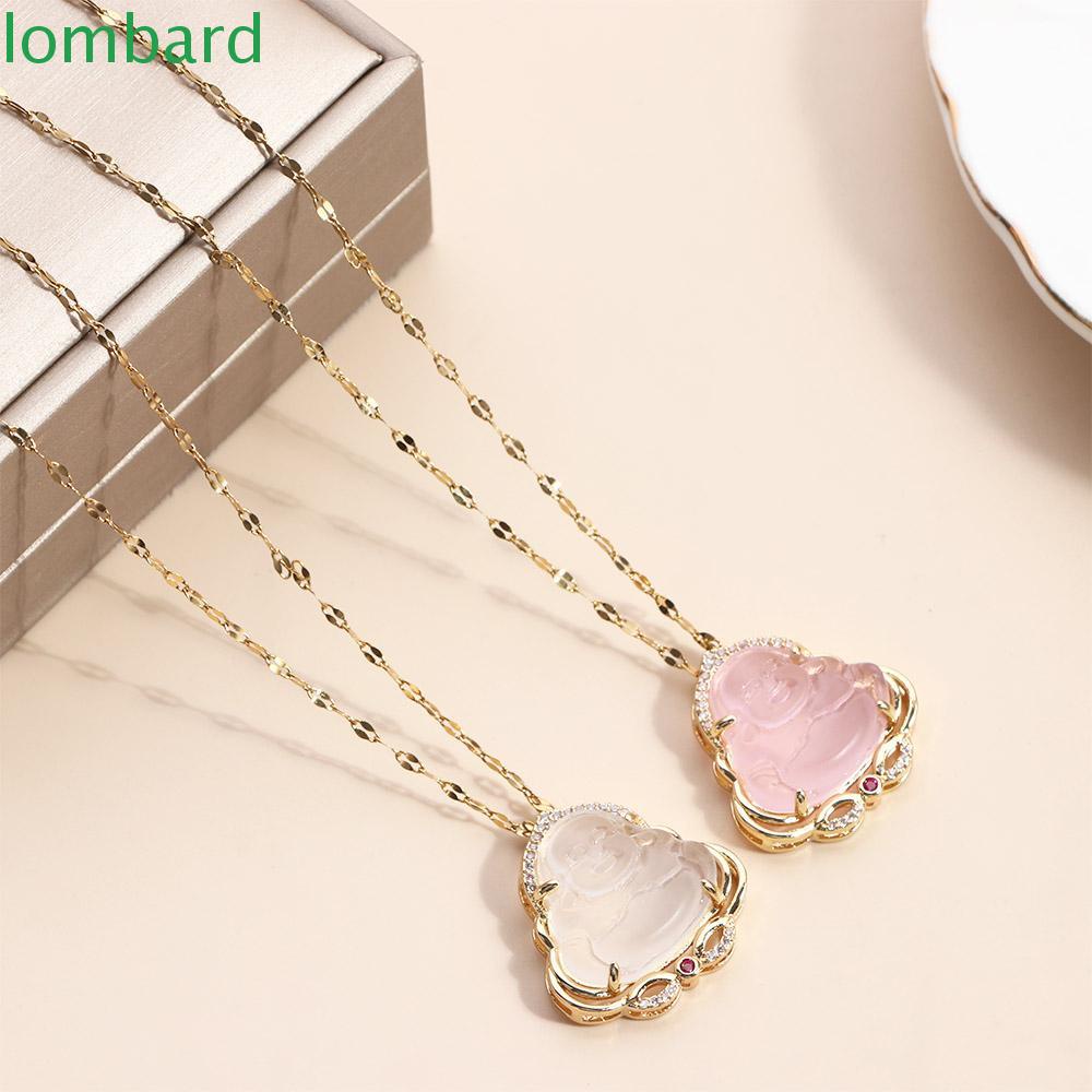 Vòng cổ Thép Titan Mặt Hình Phật May Mắn Đơn Giản Sáng Tạo Thời Trang