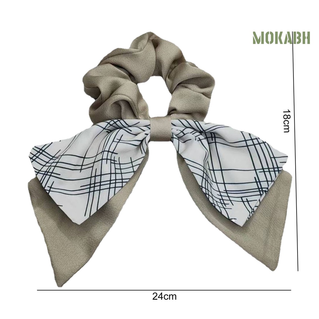 Dây Buộc Tóc Ruy Băng Thắt Nơ In Họa Tiết Kẻ Sọc Phong Cách Hàn Quốc