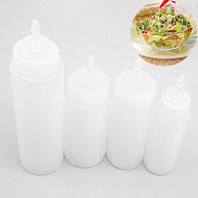 Bình Đựng Gia Vị Dạng Bóp Bằng Nhựa Màu Trắng 5 * 19cm 8-24oz 8-24oz