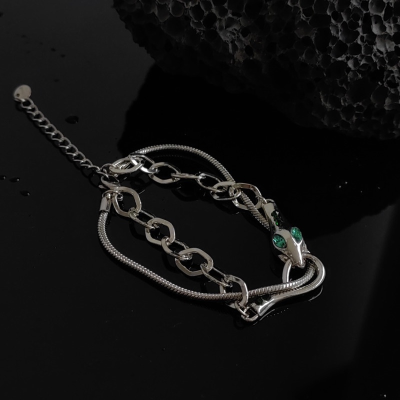 Vòng Đeo Tay Hai Lớp Dai Ling Rắn Thiết Kế Mặt Cảm Giác Nâng Cao Phong Cách hip hop Đường Phố Cá Tính Sang Trọng