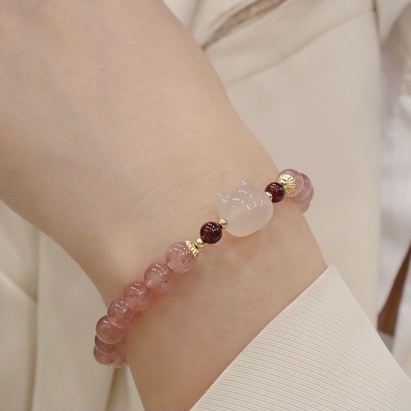 {Hàng Mới Về!} Hàng Mới Về!} Đầm Không Tay Thời Trang Mùa HèVòng Tay Pha Lê Hình Trái Dâu Xinh Xắn Cho Nữ