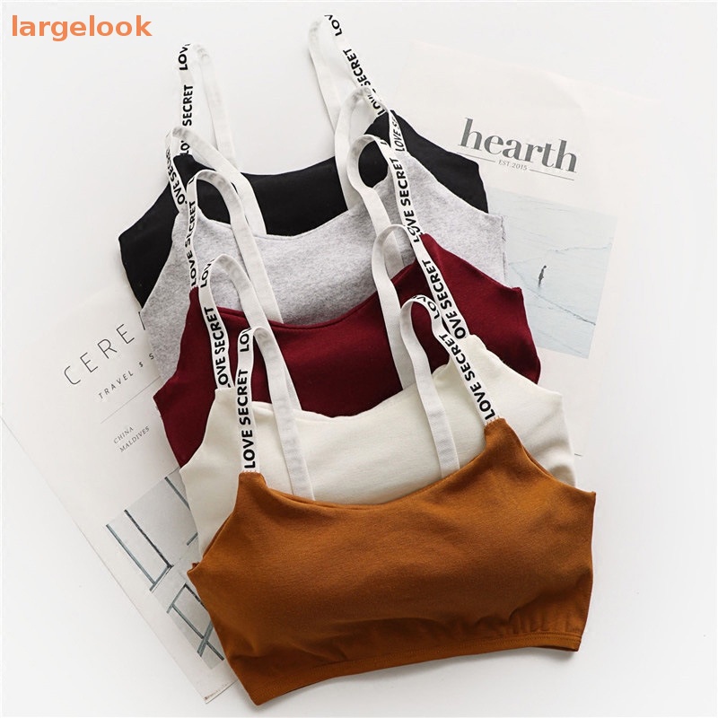 [Biglook] Áo Ngực Thể Thao Cotton Mỏng Thoáng Khí Không Để Lại Dấu Vết In Chữ Kiểu Hàn Quốc Quyến Rũ Cho Nữ