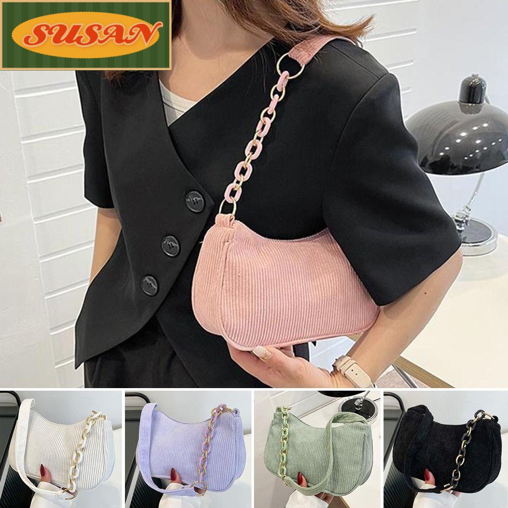 Túi Xách Nhung Kẻ Phối Khóa Kéo Phong Cách Cổ Điển Dành Cho Nữ