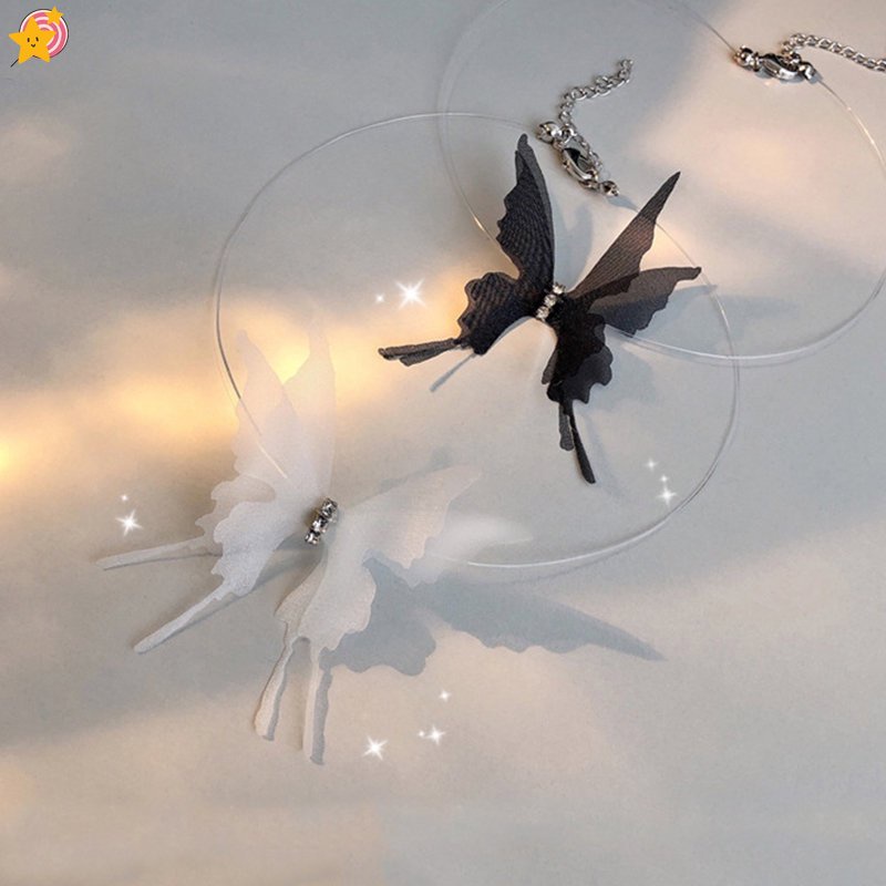 Vòng Cổ Choker Ren Mặt Hình Bướm Trong Suốt Thời Trang Mùa Hè Quyến Rũ Cho Nữ