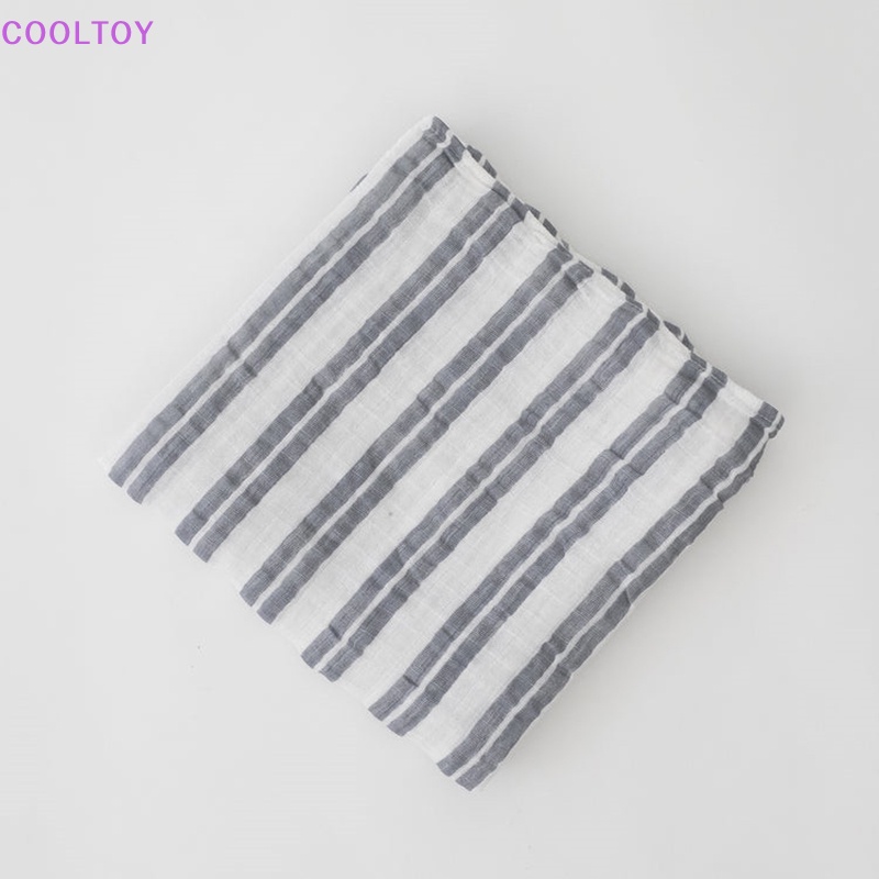 Cooltoy Chăn Quấn Bé Sơ Sinh Bằng Cotton Hai Lớp Họa Tiết Sọc Xám Muslin