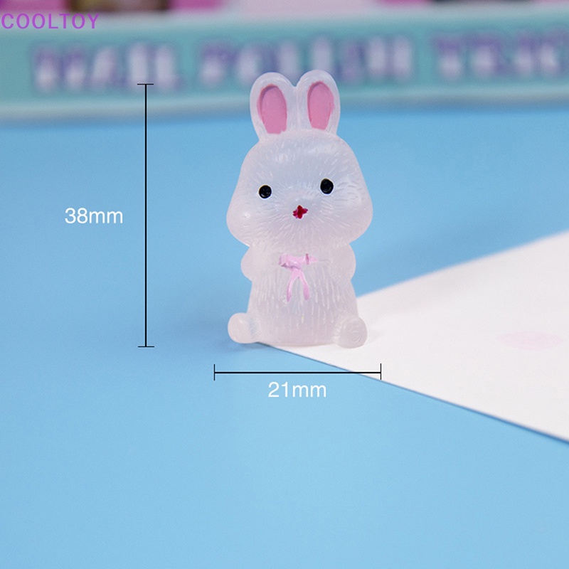 Cooltoy Bộ 4 Tượng Thỏ Mini Bằng Nhựa Resin Dạ Quang Phát Sáng Trong Đêm Trang Trí Tiểu C