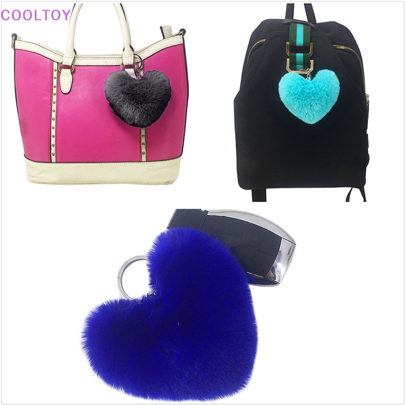 Cooltoy Móc Khóa Lông Thỏ Giả Hình Trái Tim Đáng Yêu Thời Trang Cho Nữ