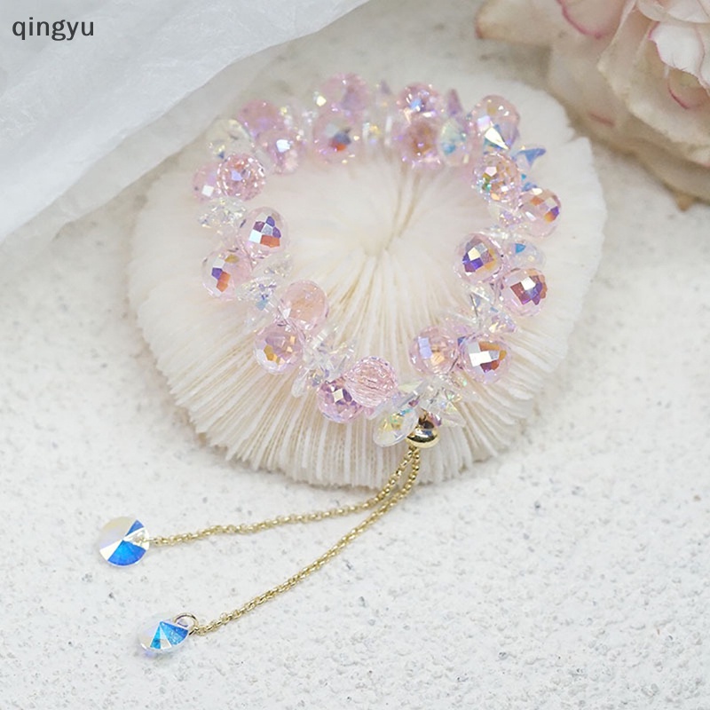 Qingyu Mới Vòng Tay Chuỗi Hạt Đá Pha Lê Nhân Tạo Lấp Lánh Co Giãn Thời Trang Cho Nữ