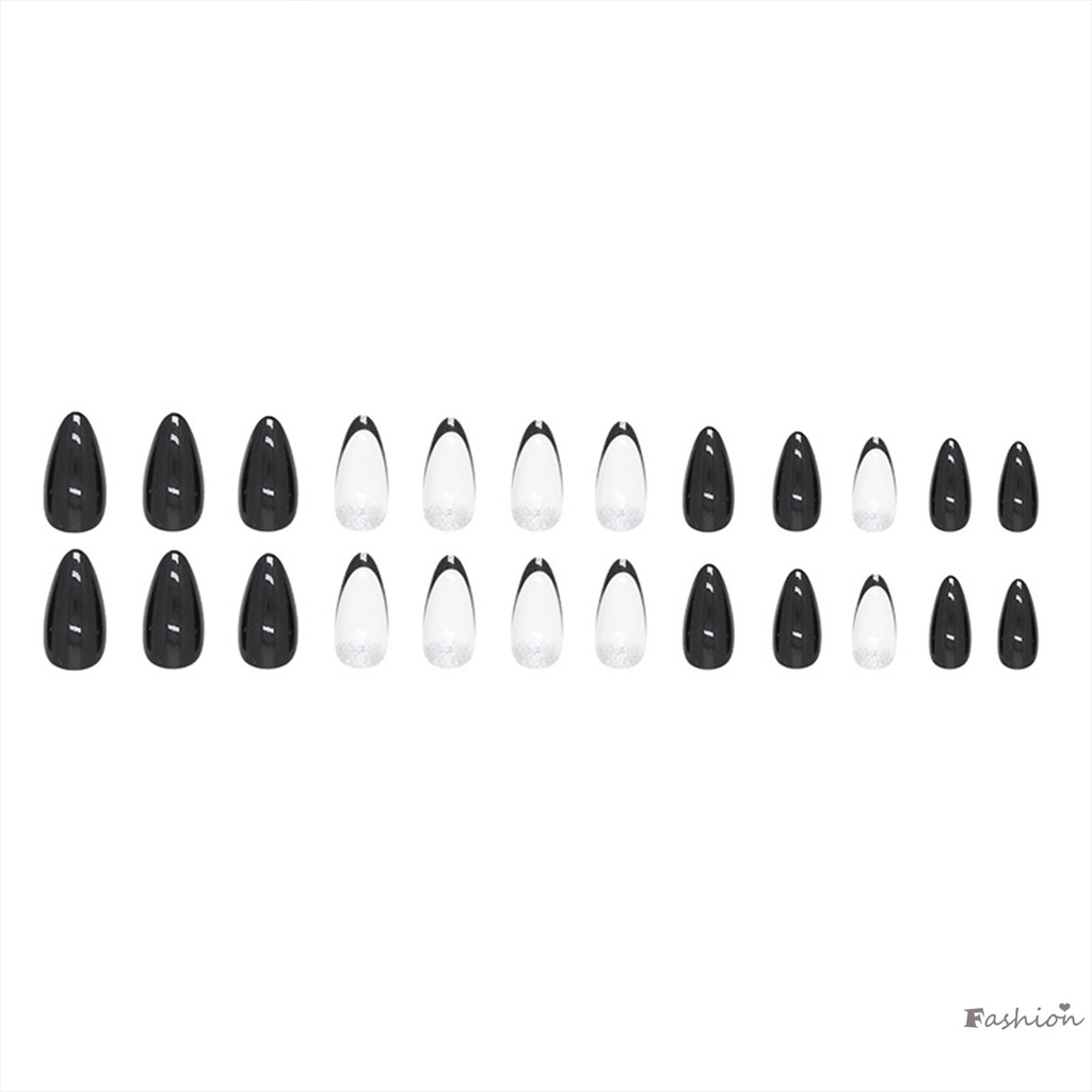 Móng Tay Giả Màu Trắng Đen Sáng Bóng Tái Sử Dụng Không Dễ Phai Và Gãy Móng