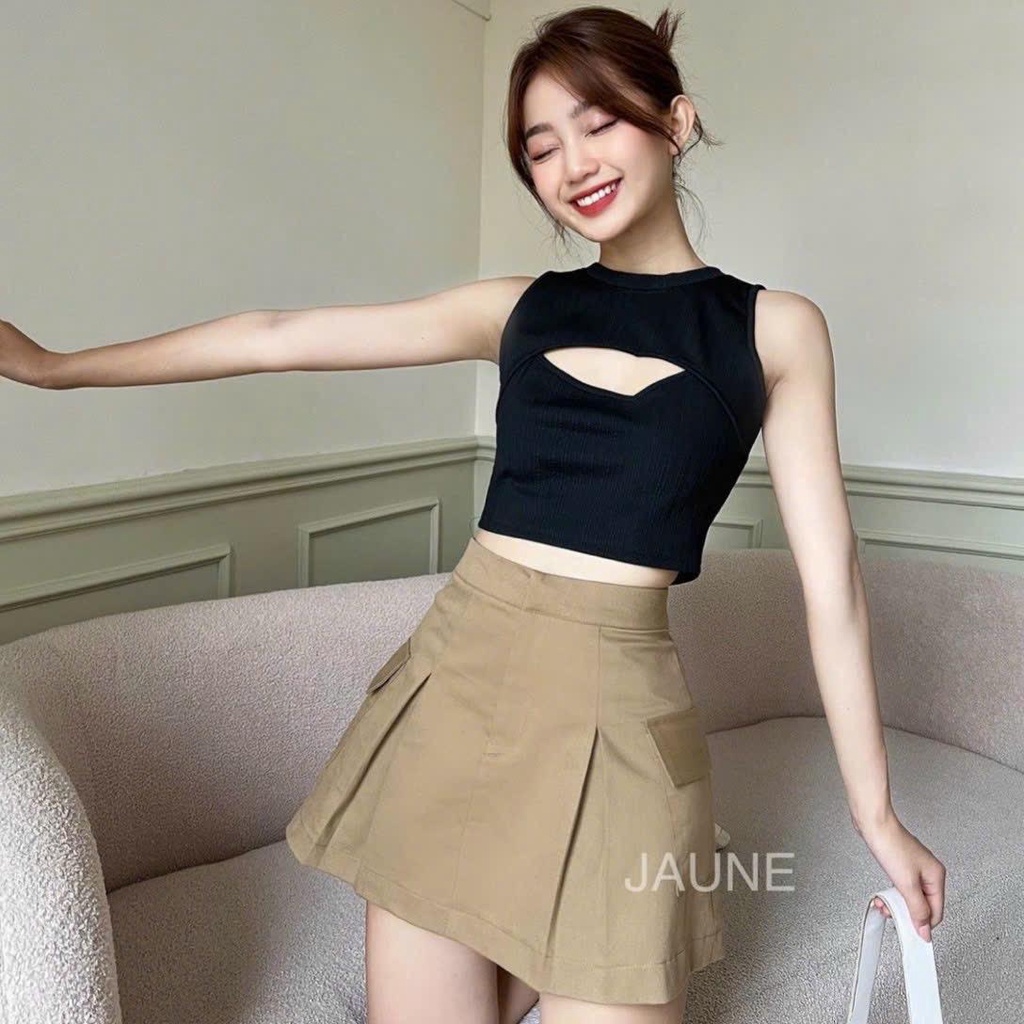 Chân váy V156 dáng A túi hộp chất kaki hàn có Bigsize 38-80kg