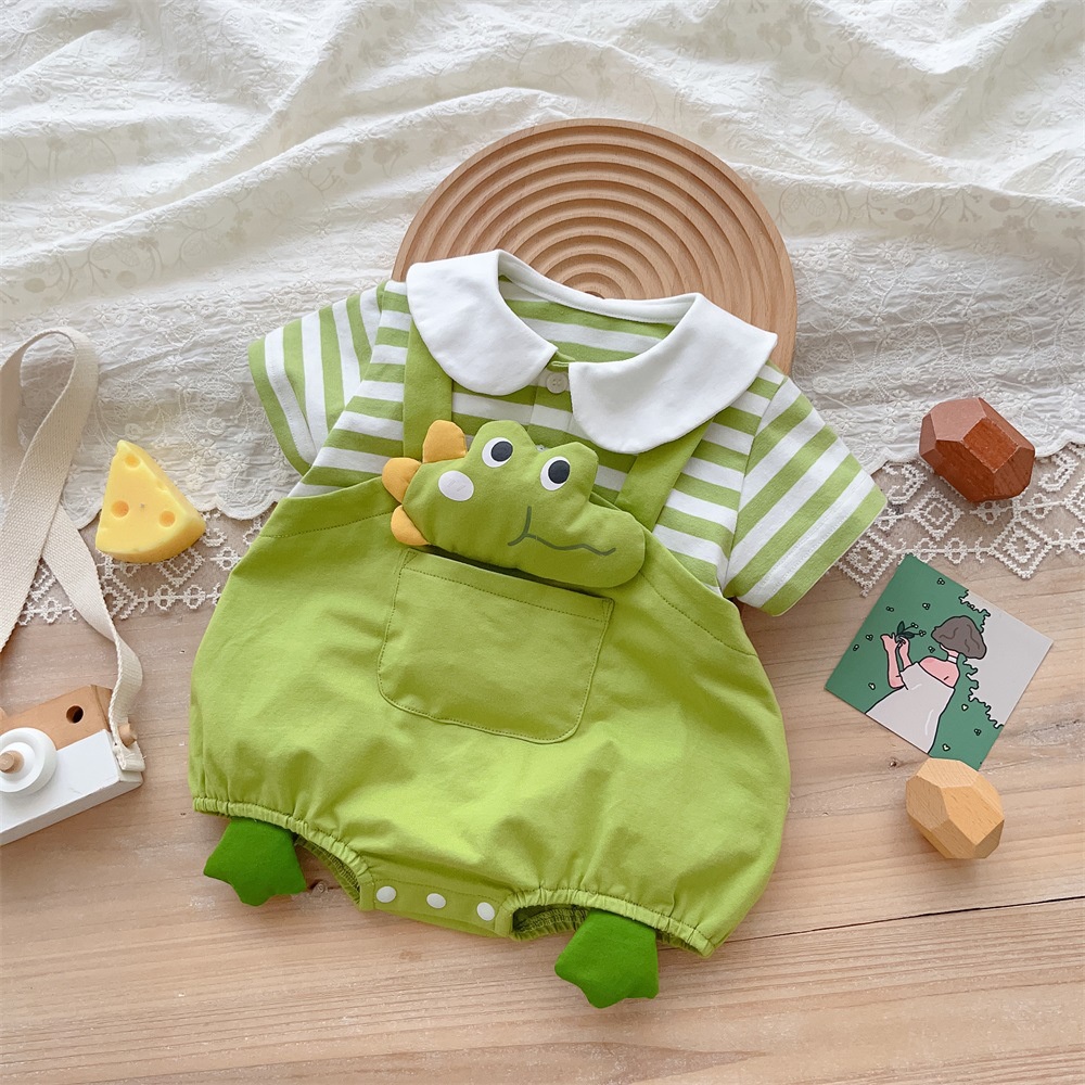 Bộ Áo Liền Quần Tay Ngắn In Hình Mặt Trăng Dễ Thương Thời Trang Mùa Hè Cho Bé Sơ Sinh