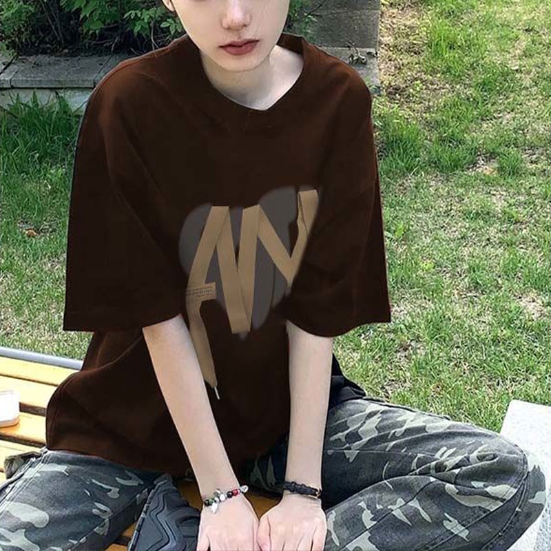 Áo Thun Tay Ngắn Cổ Tròn In Hình Phong Cách Hàn Quốc Thời Trang Mùa Hè Cho Nữ