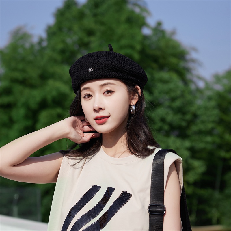 Mũ Beret Mỏng Thiết Kế Xếp Ly Thoáng Khí Phong Cách Mới Mùa Hè Cho Nữ