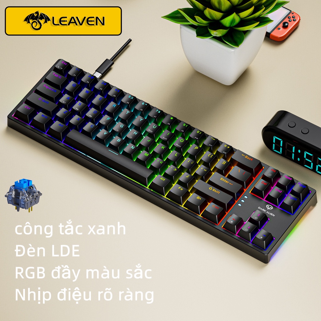 Bàn phím cơ gaming LEAVEN K620 Led RGB 61 phím blue swith có Hotwap chơi game, dùng văn phòng bảo hành 12 tháng