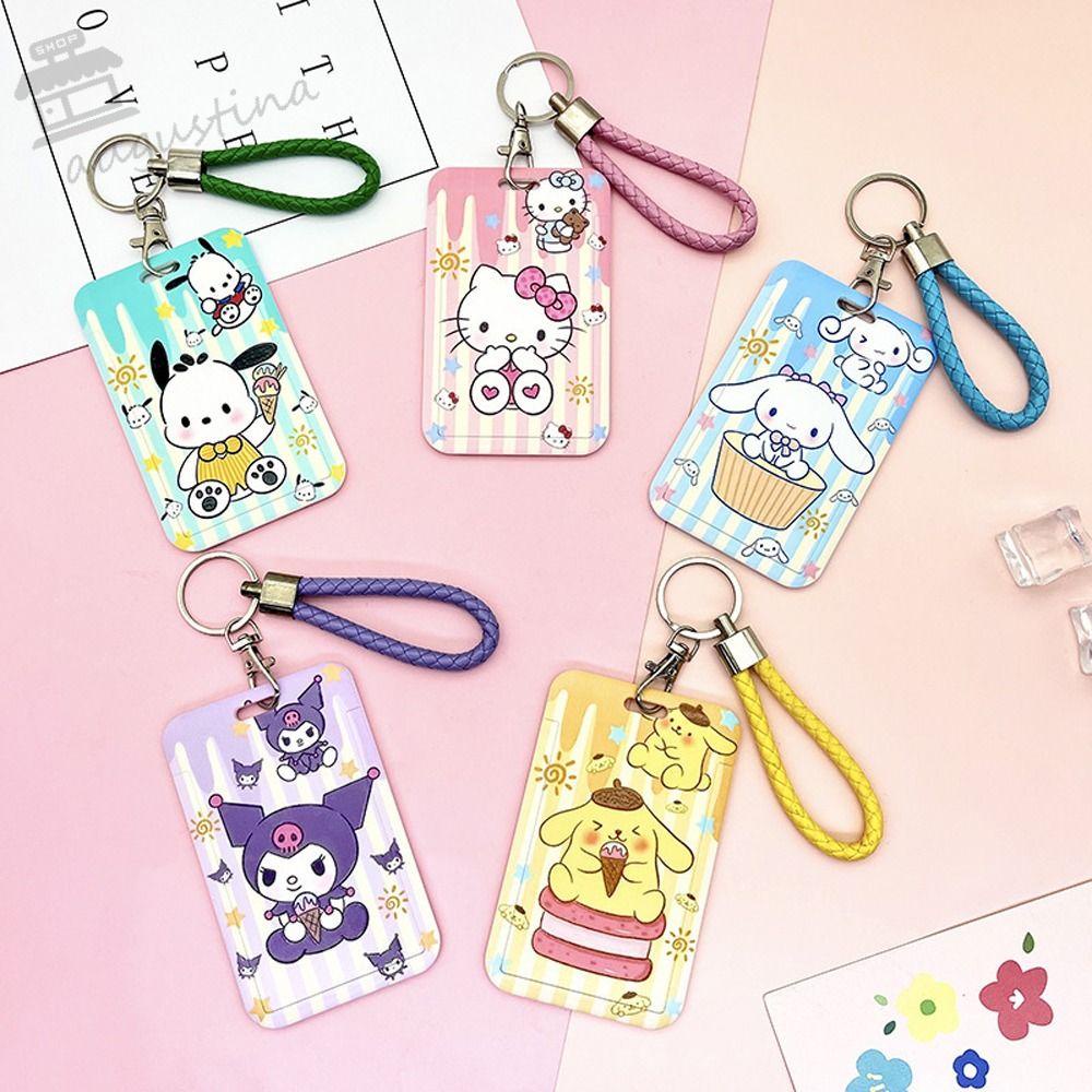 Vỏ Bọc Thẻ ID / Thẻ ID / Móc Khóa Hình Mèo Kitty / Cún Melody Bằng PC Dễ Thương