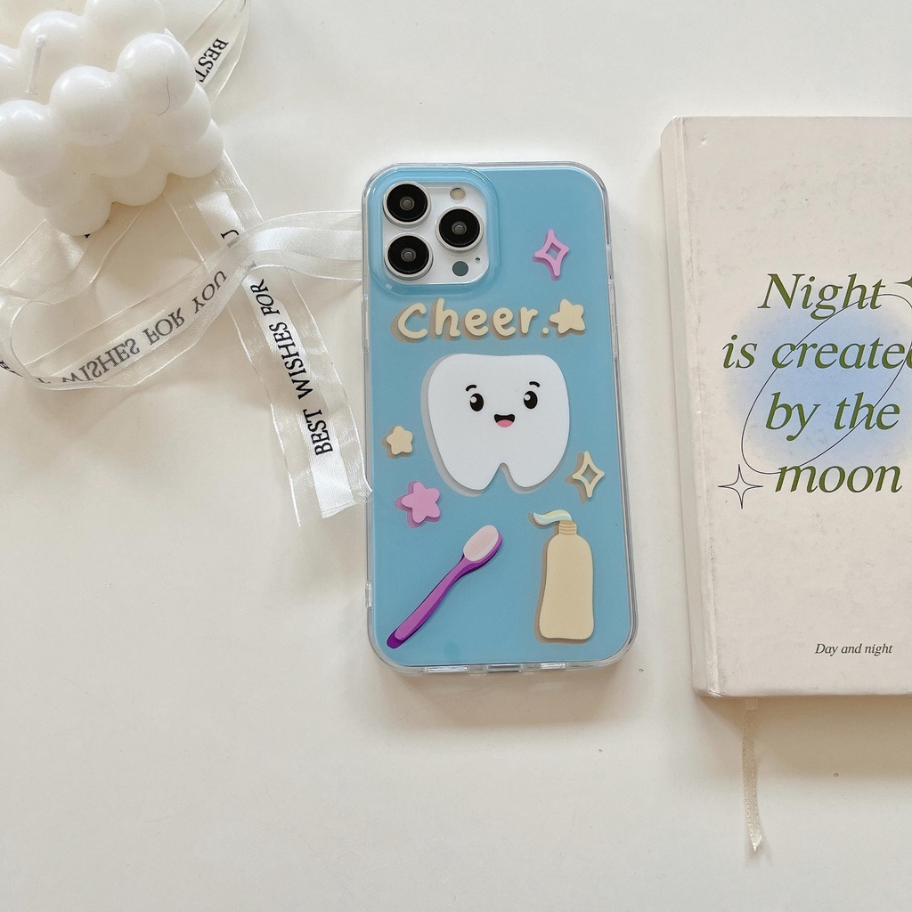 Ốp Điện Thoại TPU Mềm Trong Suốt Hai Mặt Chống Sốc Họa Tiết Hoạt Hình Dễ Thương Cho iPhone 14 13 12 11 Pro Max