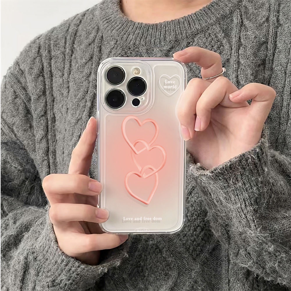 ✅Ốp Điện Thoại Dẻo Họa Tiết Trái Tim 6In Chống Sốc Kèm Giá Đỡ Nhẫn Cho iPhone12plus14pro 7813max 6Inz