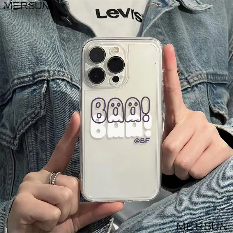 ✅Ốp Điện Thoại Mềm Chống Sốc Hình Ma Kiểu Đơn Giản Cho Iphone 1314pro plus 1211 78 6In 43SY