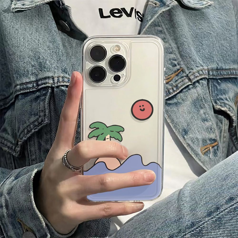 ✅Ốp Điện Thoại Mềm Chống Sốc Họa Tiết Cây Dừa Cho Iphone 1314Pro 12 Plus 116In78