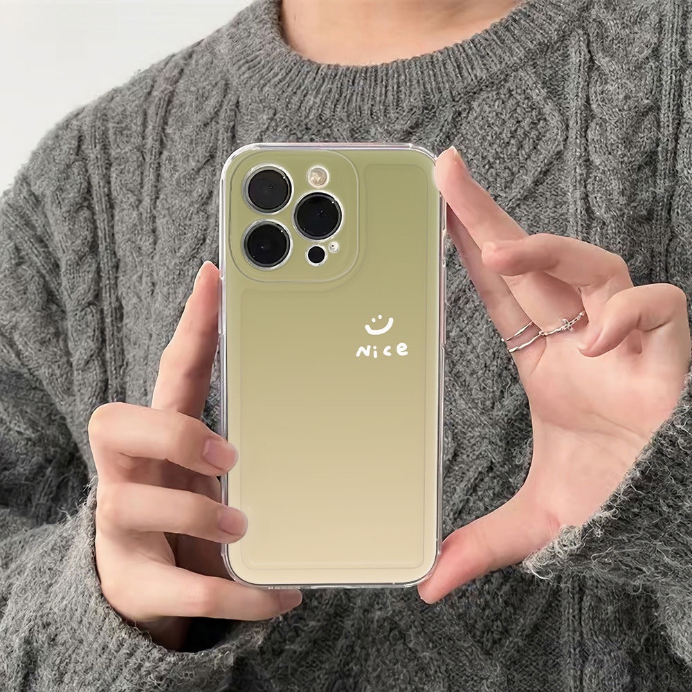 ✅Ốp Điện Thoại Phong Cách Tối Giản Cho iPhone121114Ốp Điện Thoại Mềm Chống Sốc Họa Tiết Mặt Cười Màu Gradient 13786ins WXQ8