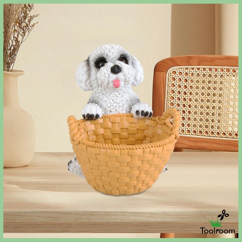 Tượng Cún Con Có Giỏ Đựng Đồ Trang Trí Cho Nhà Hàng / Văn Phòng