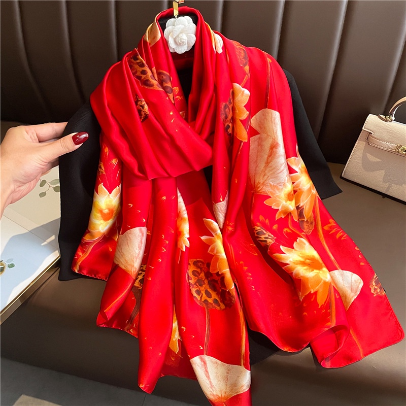 Khăn Quàng Cổ Chống Nắng Bằng Lụa Cỡ Lớn 180 * 90CM