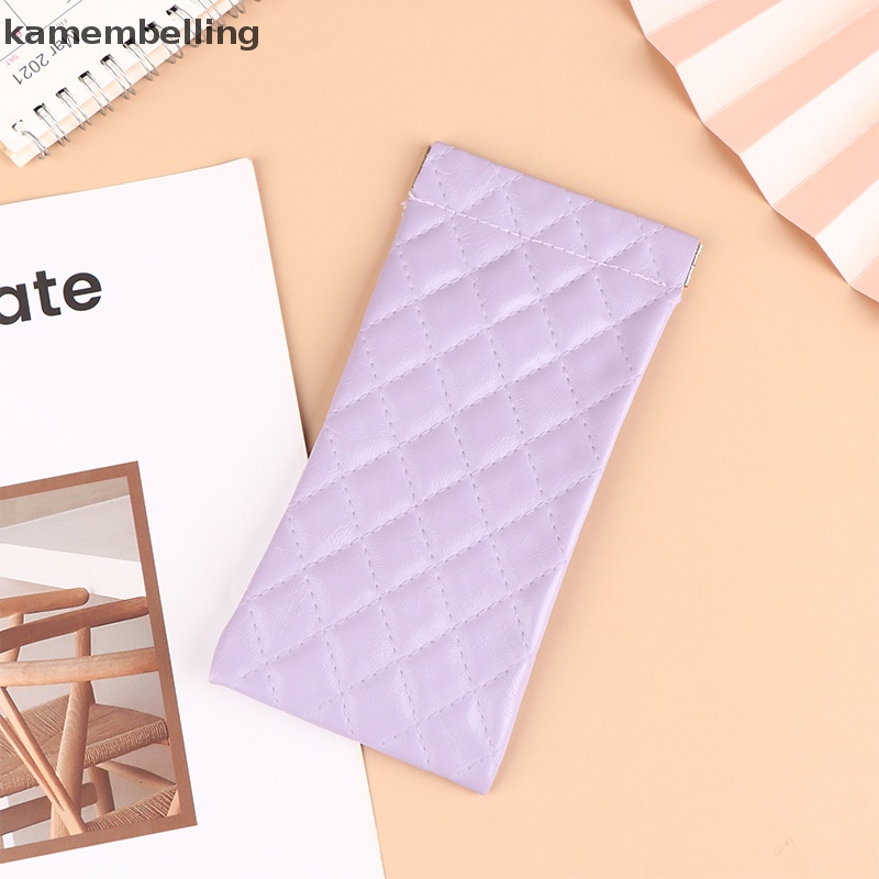 Kamembelling Túi Đựng Mắt Kính Bằng Da PVC Mềm Chống Thấm Nước Có Kẹp Lò Xo