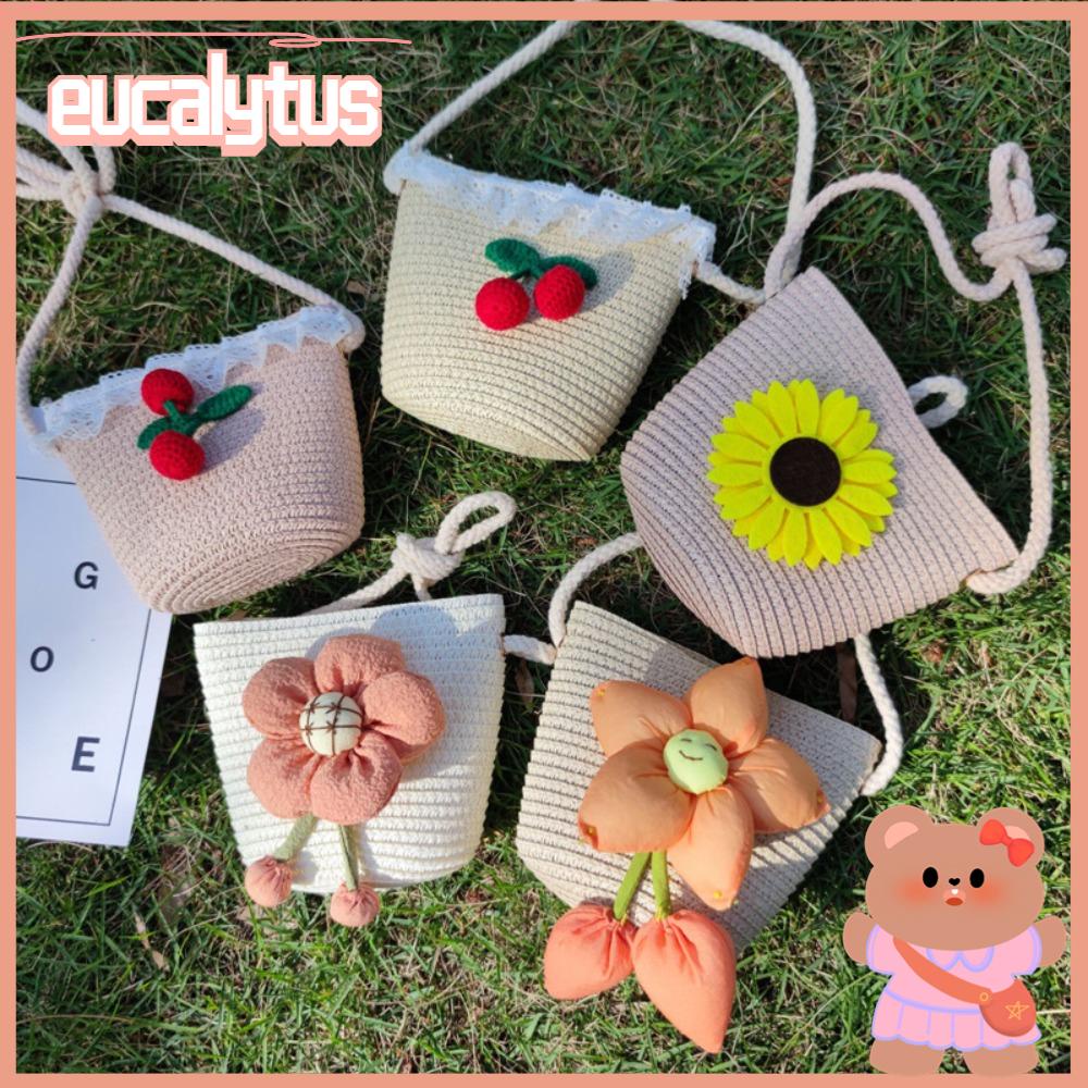 Túi Rơm Đeo Chéo Đính Hoa Đáng Yêu Cho Nữ