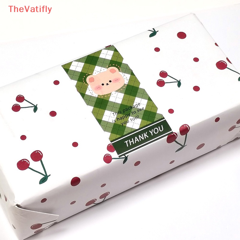 Bộ 50 Miếng Dán Hình Chữ Nhật 10CM * 5CM In Họa Tiết Gấu / Chữ Thank You Dùng Gói Quà