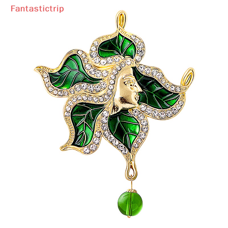 Ghim Cài Áo Hình Chiếc Lá Đính Đá Phong Cách Vintage Thời Trang Cho Nam Nữ