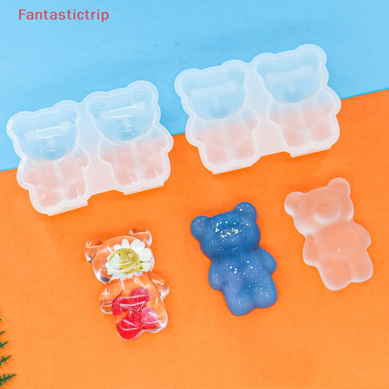 Khuôn Silicon Làm Mặt Dây Chuyền / Móc Khóa Hình Gấu Pha Lê Nhỏ Xinh Mới