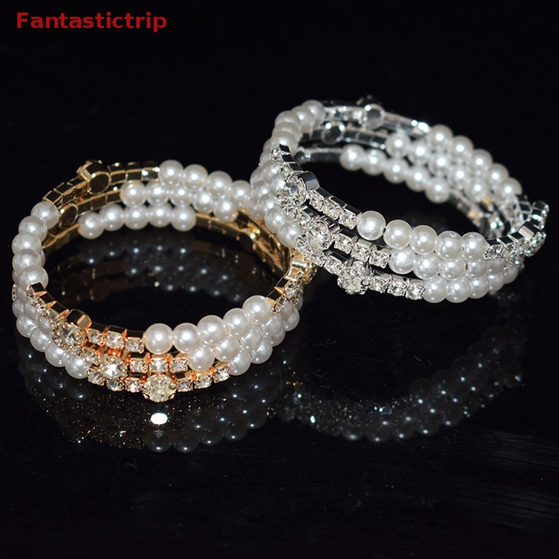 Vòng Đeo Tay Ngọc Trai Giả Nhiều Lớp Co Giãn Dành Cho Nữ