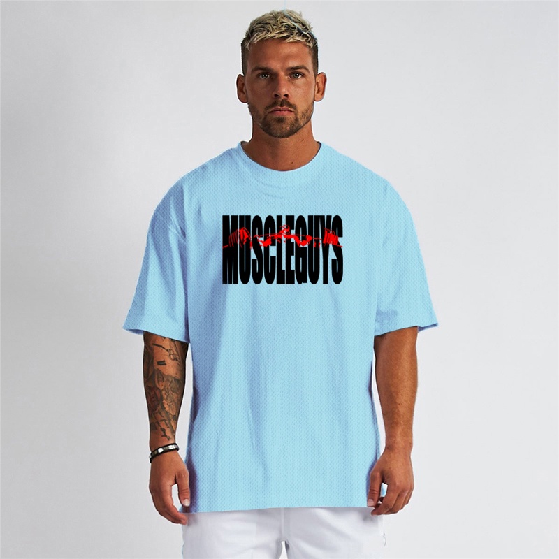 Áo Thun Thể Thao Tay Ngắn Dáng Rộng Thấm Hút Mồ Hôi Thoáng Khí Thời Trang Cho Nam