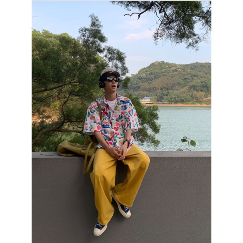 Áo Thun Cotton Mỏng Dáng Rộng Ngắn Tay In Hình Đường Phố Mỹ Thời Trang Mùa Hè 2023