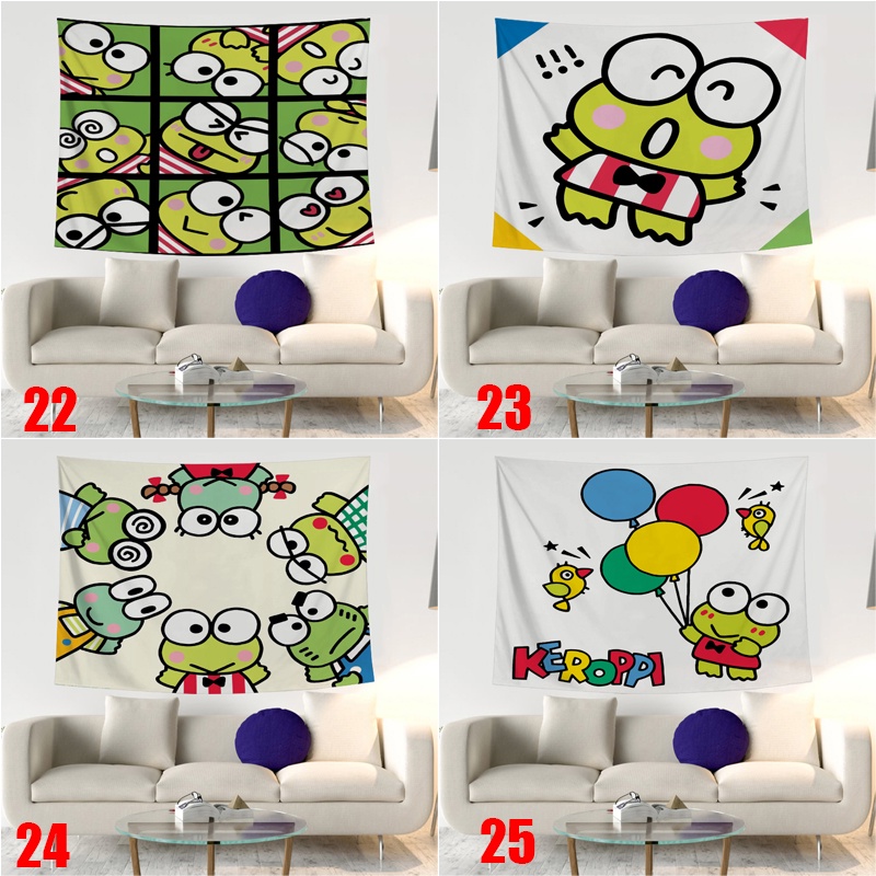 SANRIO Thảm Polyester In Họa Tiết Keroppi Dễ Thương Kèm Kẹp Treo Trang Trí Phòng Khách / Phòng Ngủ / Bé