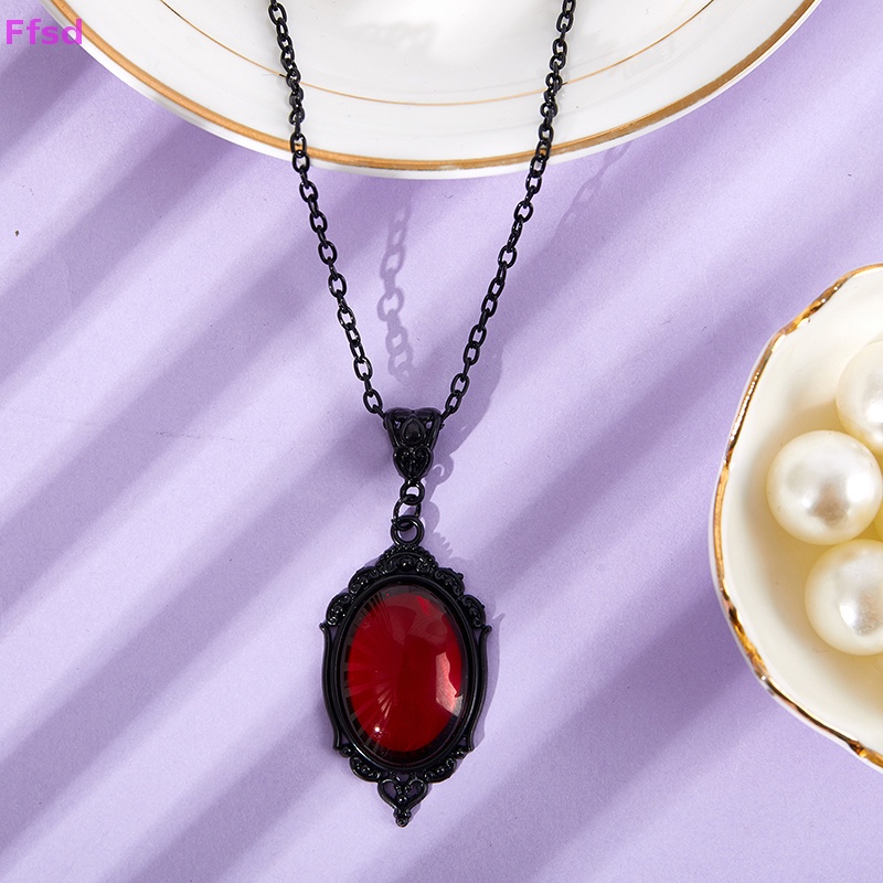 {Ffsd} Vòng cổ Mặt Pha Lê Chạm Nổi Phong Cách Gothic Thời Trang Làm Quà Tặng Cho Nữ