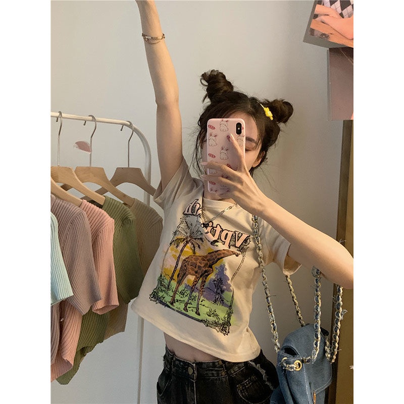 Áo baby tee Thun croptop Tay Ngắn Dáng Ôm Thời Trang Mùa Hè Kiểu Mới Cho Nữ