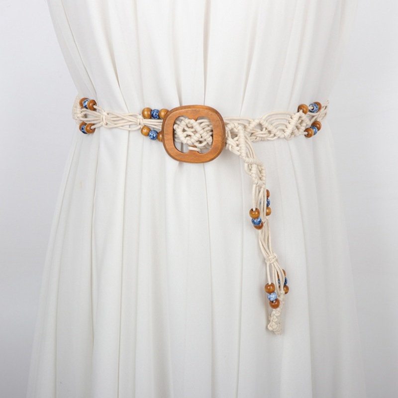 Thắt Lưng Bện Dây Mỏng Đính Hạt Phong Cách Bohemian Vintage Cho Nữ