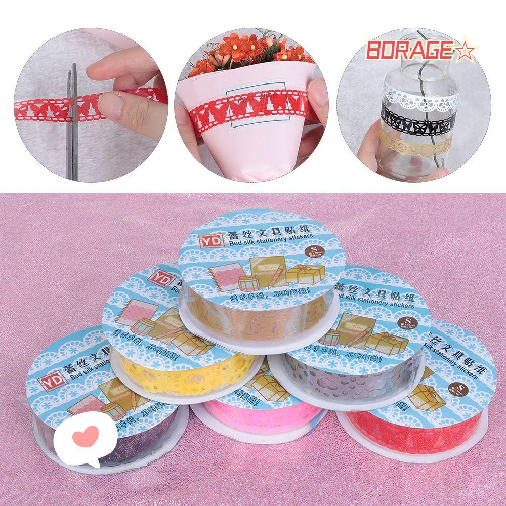 Cuộn Băng Keo Họa Tiết Hoa Lấp Lánh Dùng Trang Trí Sổ Tay DIY