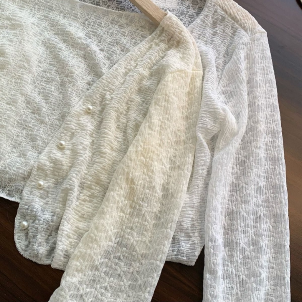 Áo Khoác Ren Mỏng Dài Tay Chống Nắng Mùa Hè Cho Nữ