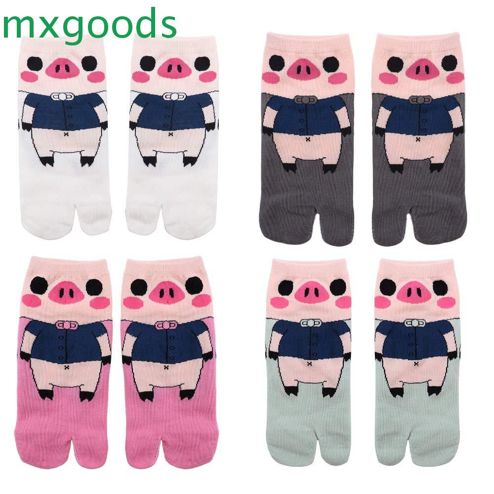 Vớ Cotton Cổ Thấp Hai Ngón Thoáng Khí Hình Chú Heo Dễ Thương Cho Nữ